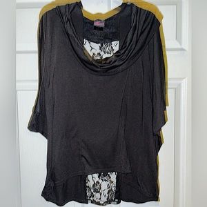 Torrid crop top with cowl neck and lace insert back